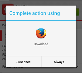 Firefox: App download screen