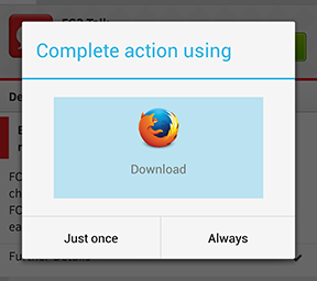 Firefox: App download screen